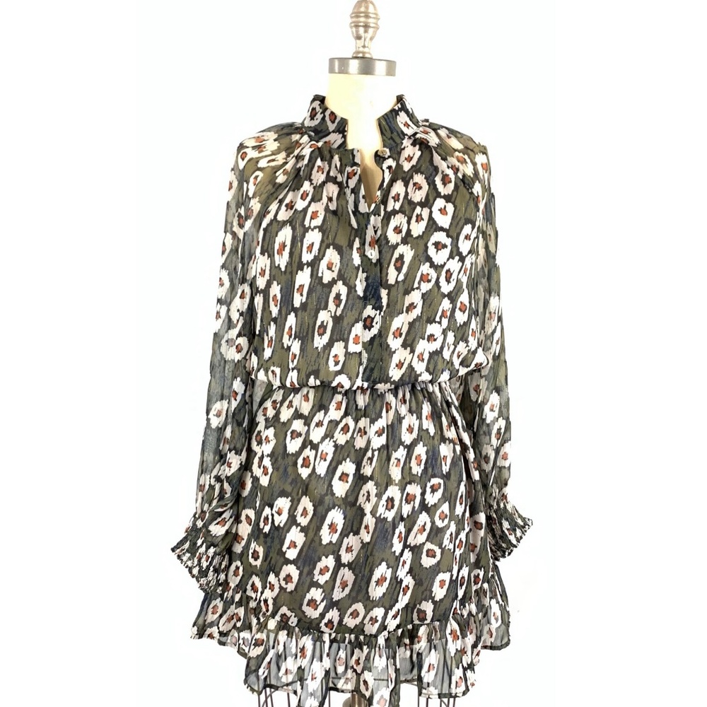 JANE WOOD L/S High Neck Sheer Sheath Dress